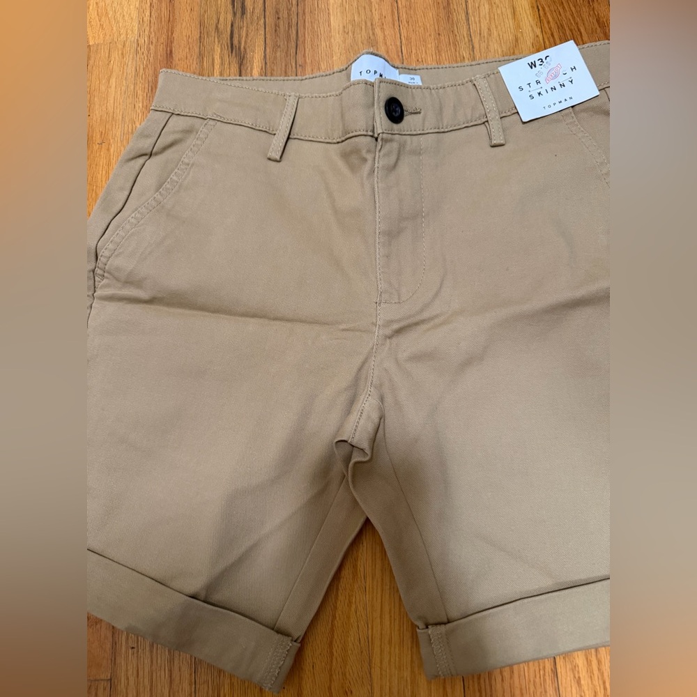 Topman Beige Skinny Chino Shorts
